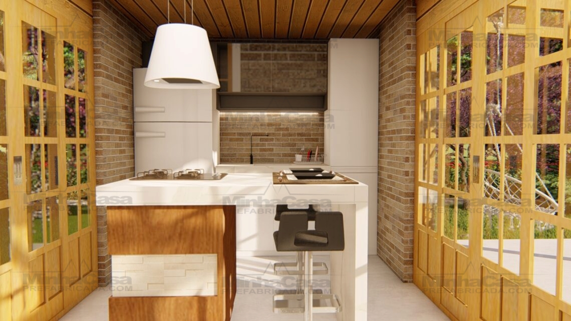 Casas modulares em madeira cozinha principal